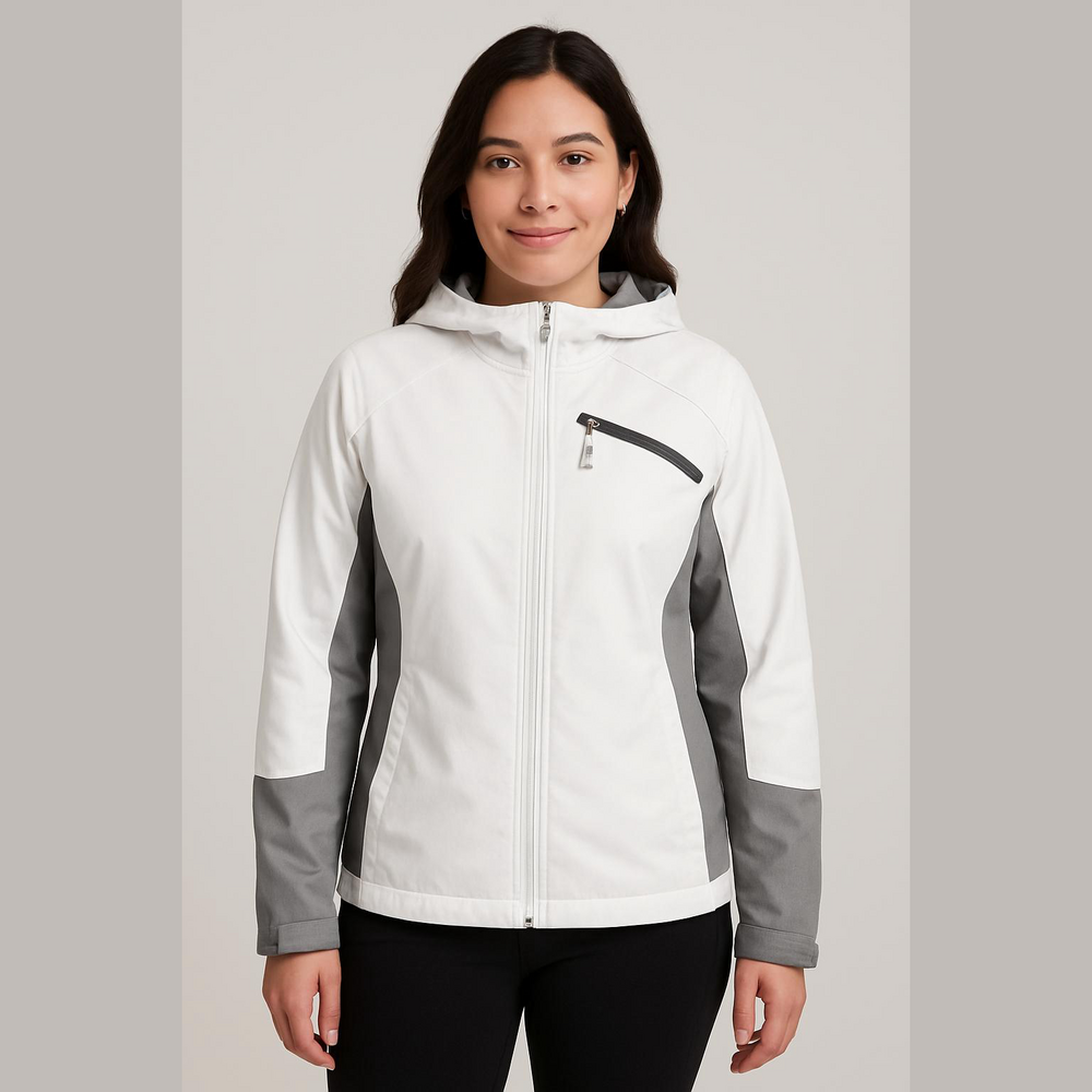 Free Tech White & Gray Hooded Jacket Size Small